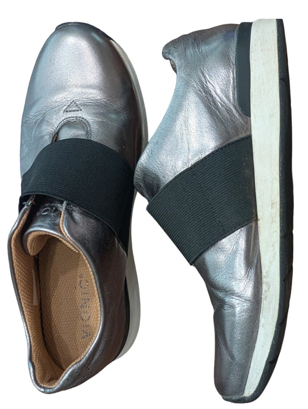 Vionic Cosmic Codie Metallic Pewter Slip On Sneaker Size 8